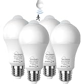 Motion Sensor Led Light Bulbs, 100W Equivalent E26 6000K 13.5W 120V, 4Pack | Dusk to Dawn Activated Security A19 Bulb,Auto On/Off Indoor Outdoor Lighting for Front Door Garage Basement Storage Closet