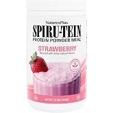 NaturesPlus SPIRU-TEIN, Strawberry - 1.2 lb - Plant-Based Protein Shake - Non-GMO, Vegetarian, Gluten Free - 16 Servings