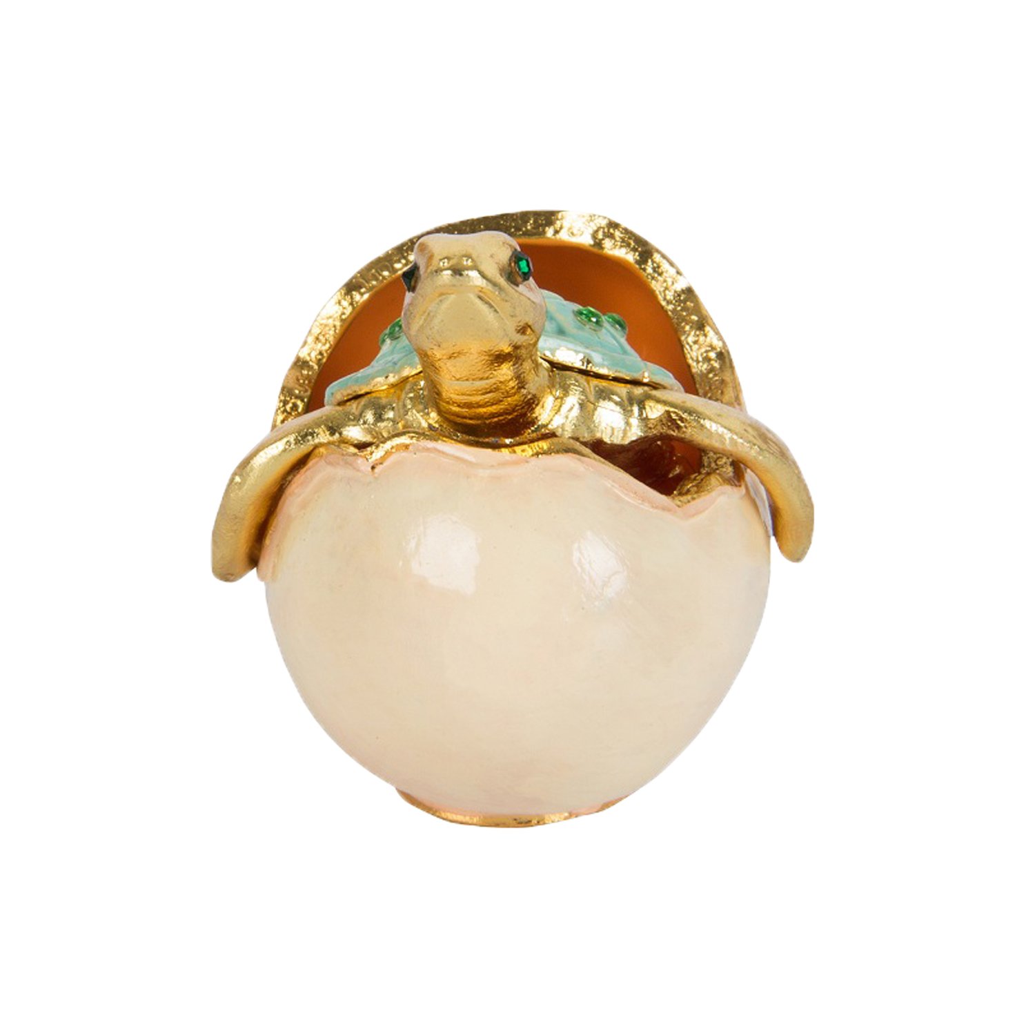 QIFU Hand Painted Mini Sea Turtle Tortoise Decorative Hinged Enamel Trinket Box