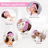 Aomig Spa Headbands Women Fluffy Bowknot Elastic Microfiber Pink 2 Wrist Straps view 7