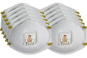 3M Particulate Respirator 8511, Pack of 10, N95, NIOSH APPROVED, Cool Flow Exhalation Valve, Disposable, Braided Comfort Strap, M Noseclip, Personal Protective Equipment