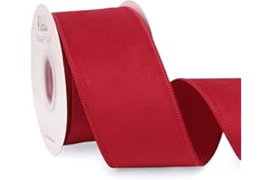Ribbli Red Velvet Wired Ribbon with Dupioni 2.5 Inch Christmas Ribbon for Gift Wrapping Christmas Tree Decoration Crafts Wreaths Supplies-Continuous 10 Yards