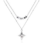 Zikichiky Silver Y2K Layered Necklaces for Women Dainty Star Pendant Choker Necklace Adjustable Chain Silver Jewelry Gift for Women