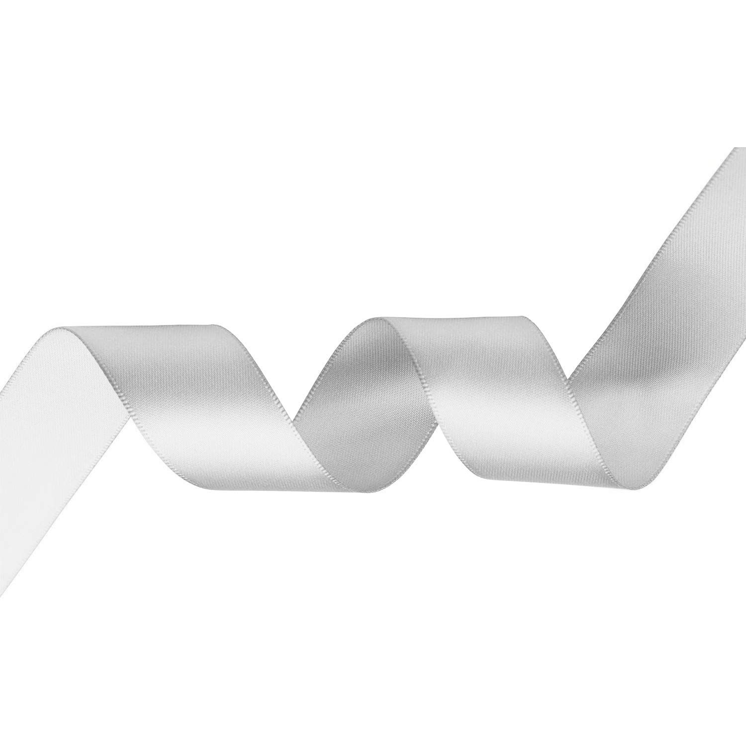 Trimming Shop White Ribbon Roll - 25mm x 25 Metres - Double Sided Satin Brightly Coloured - 100% Polyester - for Gift Wrapping, Decorating, Arts and Craft - Machine Washable