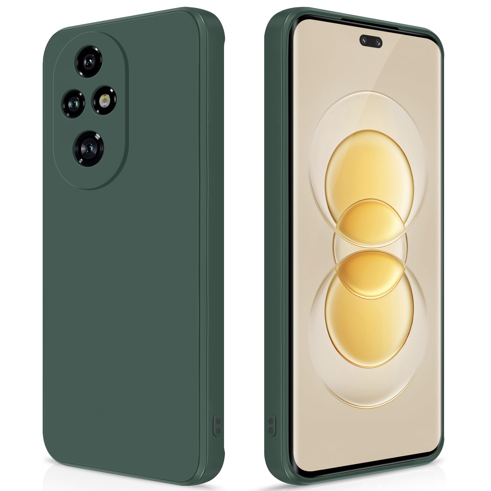 GiiYoon Case Compatible with Honor 200 Pro, Silky-Soft Touch Full-Body Protective Phone Silicone Case, Shockproof Cover with Microfiber Lining, Green