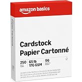 Amazon Basics Cardstock Paper, 8.5" x 11", 65 lb/176 gsm, 96 Bright White, 250 Sheets