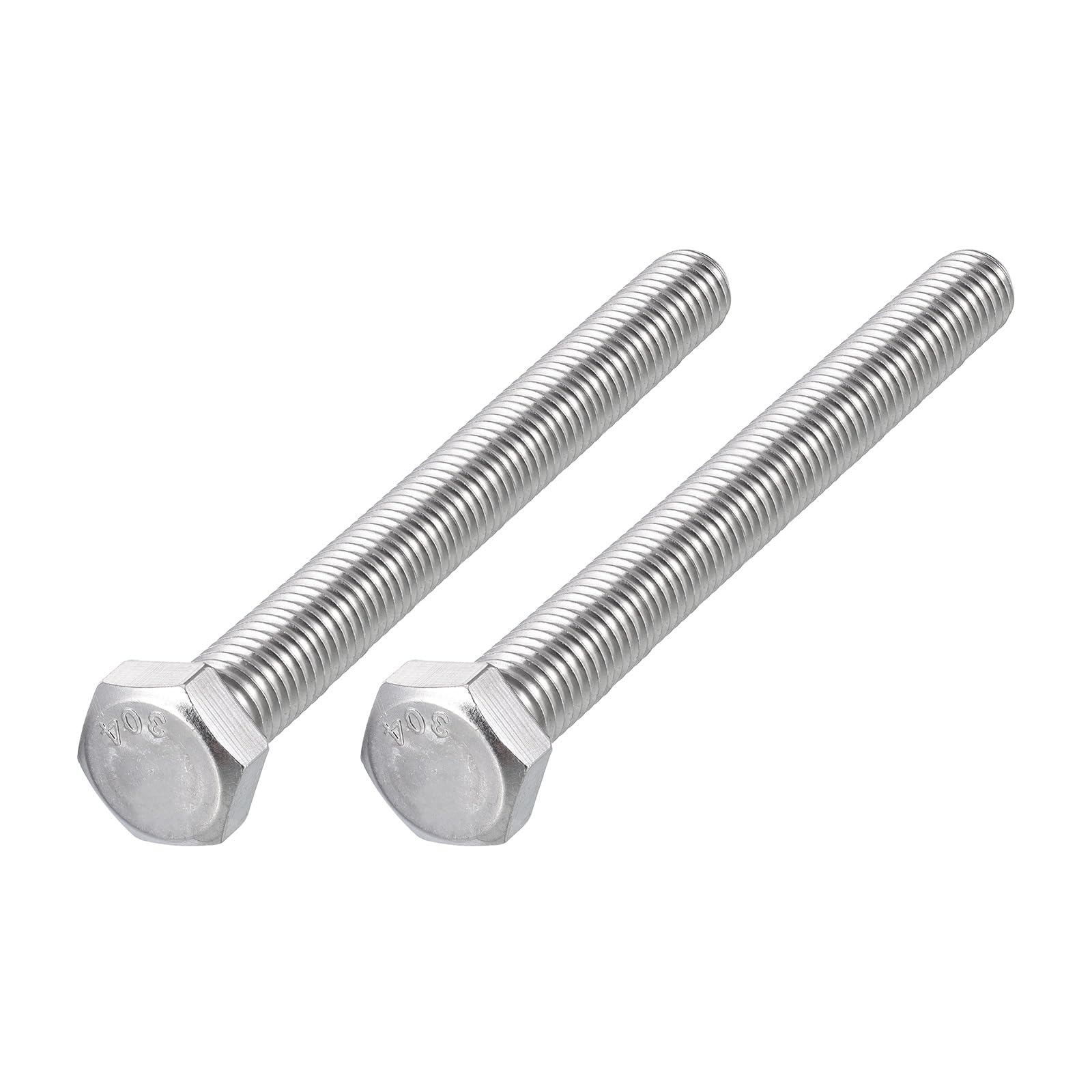 METALLIXITY Hex Head Bolts (1/2-13 x 6") 2Pcs, 304 Stainless Steel 18-8, Fully Threaded, External Hex Drive, Plain Finish, Hex Head Screw Bolt, Silver — image 1
