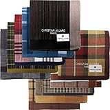 Leevo Handkerchief Men Assorted Woven Cotton 100% Hankies Fashion 10pack Bulk Value Pack (17.5inch 10pack bulk)