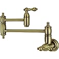 Kingston Brass KS3103AL Wall Mount Pot Filler Kitchen Faucet, Antique Brass, 8-1/8-Inch Spout Height