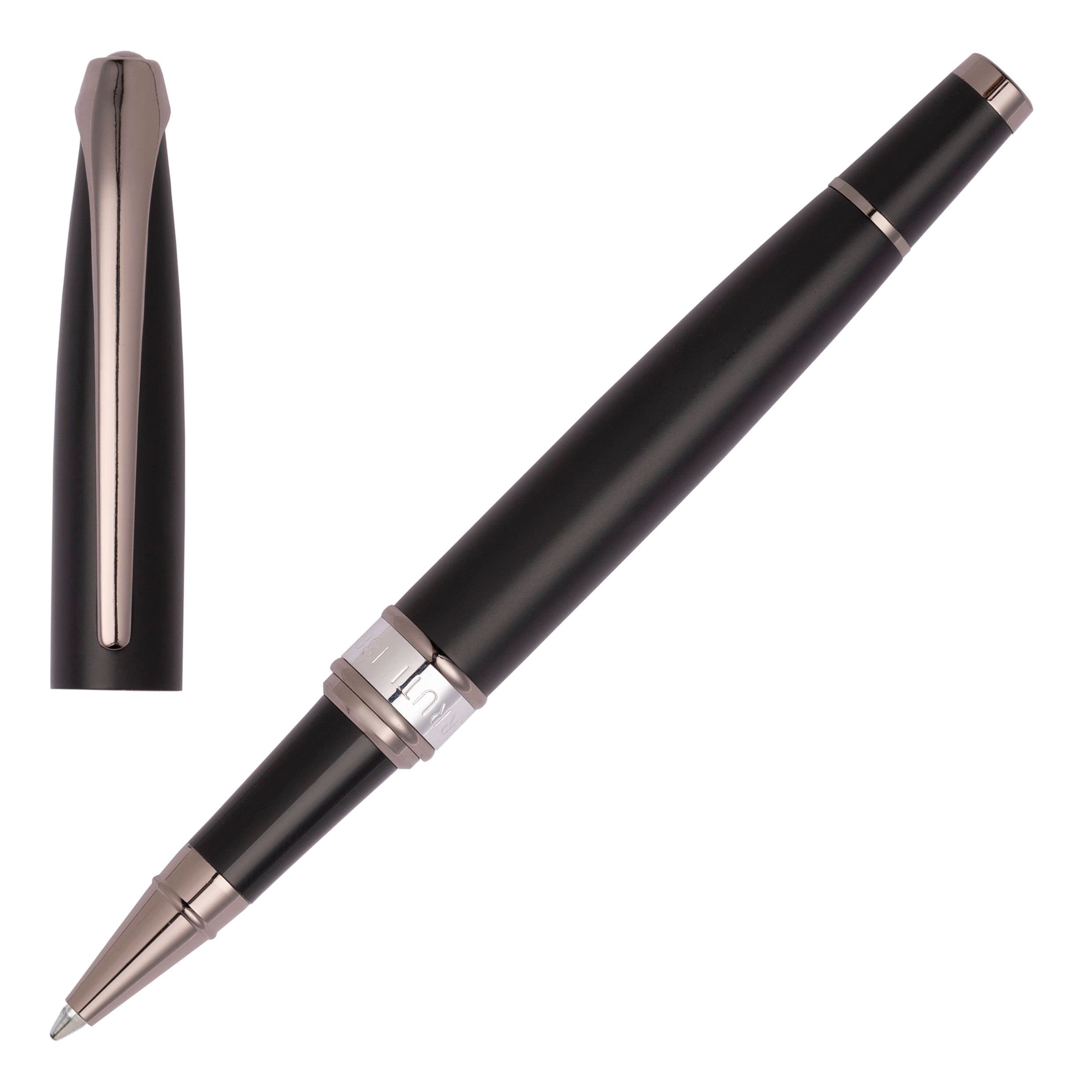 Cerruti 1881 Abbey NSC2455A Brass Rollerball Pen Black Chrome Gun Metal Length 14cm