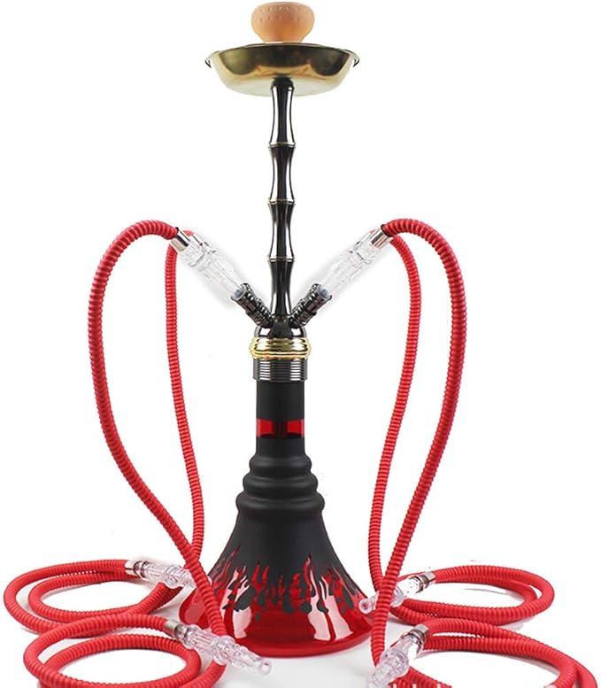 Shisha Hookah Narghile Pipe con 4 mangueras Set de Fumar para Fiestas sin nicotina 75Cm Pipa de