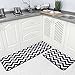 Carvapet 2 Pieces Microfiber Chevron Non-Slip Soft Kitchen Mat Bath Rug Doormat Runner Carpet Set, 17