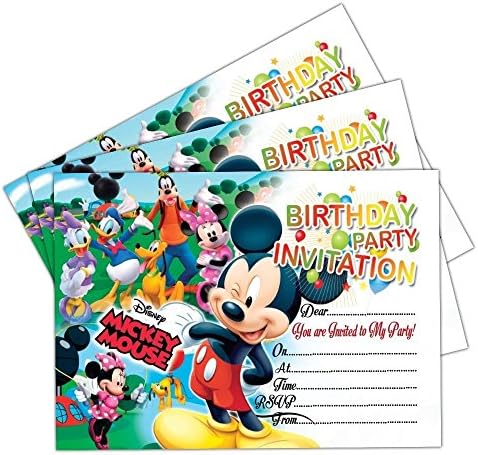 Invitations MICKEY MOUSE 20 CARDS | BIRTHDAY PARTY INVITES | KIDS BOYS GIRLS (Only Invites)