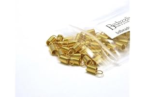 BEDAZZLINBEADS 50 Coil Bead End Tip Findings for Thick 3mm Beading Cord & Leather Cording Ends (Gold Plated)