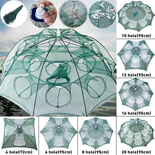 Chencheng Renforcement 4-20 Trous Automatique Pêche De La Crevette Nette Cage Nylon Pliable Crabe Nasse Cast épervier…