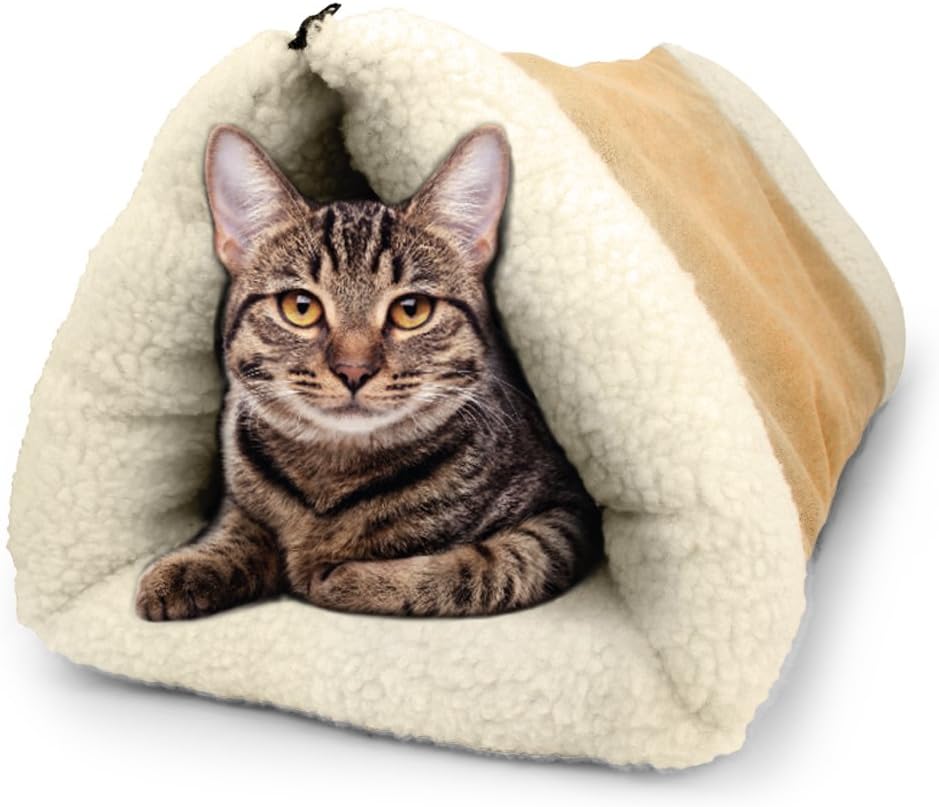PARTYSAVING PET Bed 2-in-1 Pet Palace Snooze Tunnel and Mat for Pets Cats Dogs and Kittens for Travel or Home, APL1343, Beige : Pet Supplies