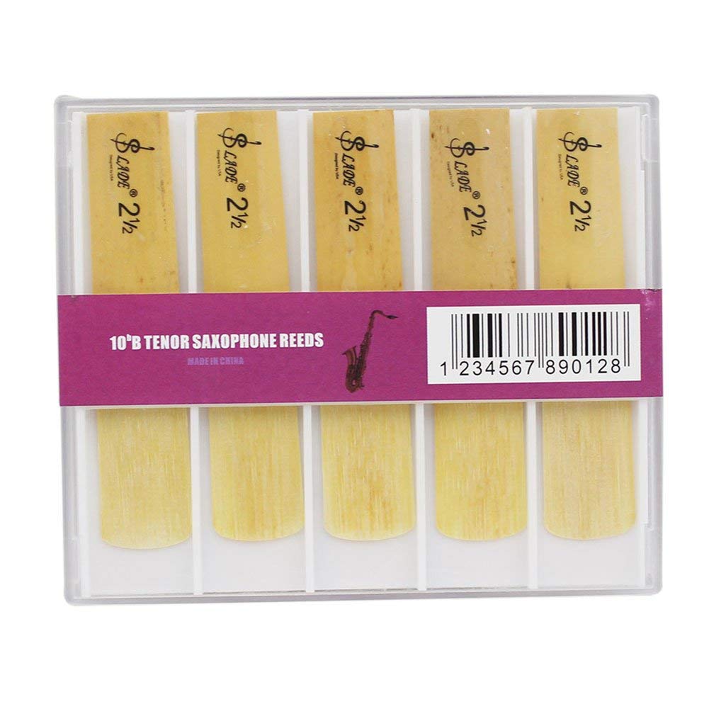 Bnineteenteam Tenor Saxophone Reeds, Saxophone Bamboo Reeds Replacement Strength 2.5 Fit for Alto bB Saxophone (10 Pcs a Set Performance Accessory Musical Instrument Accessories