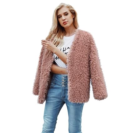 Geili Pelzmantel Damen Warmer Wintermantel Kurz Felljacke Frauen Übergrößen Winterjacke Faux Fur Parka Coat Kunstpelz Übergan