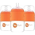 PopYum 5 oz Orange Anti-Colic Formula Making/Mixing/Dispenser Baby Bottles, 3-Pack with #1 Slow Flow Nipples, 150 ml, BPA-Free, Natural Latch