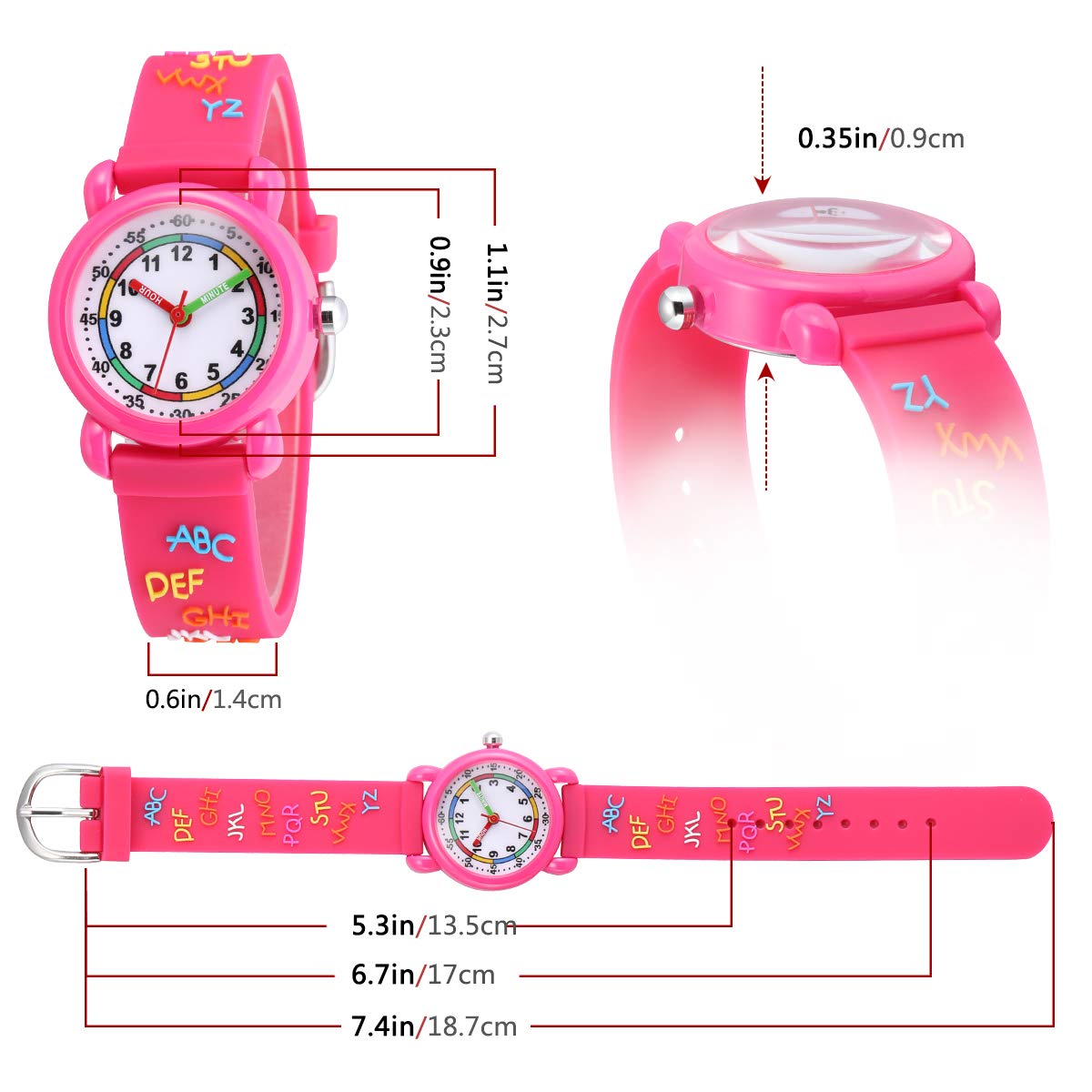 Jewtme Kids Time Teacher Watches 3D Cute Cartoon Silicone Children Toddler Butterfly Wrist Watches for Ages 3-10 Boys Girls Little Child