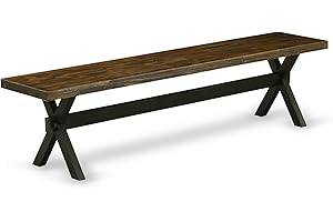 East West Furniture XB677 X-Style Modern Dining Bench with Wood Seat, 72x15x18 Inch, Multi-Color