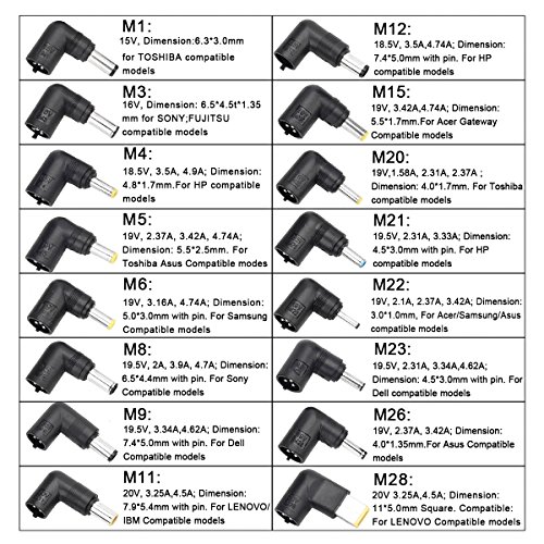 Universal Laptop Charger, CUGLB 90W 15V 16V 18.5V 19.5V 20V AC Power Adapter Selectable Tips for HP Dell IBM Toshiba Lenovo ASUS Sony Acer Samsung Fujitsu Gateway Notebook Ultrabook Supply Cords - Thumbnail 2