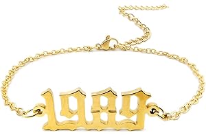 CSIYANJRY99 Birth Year Ankle Bracelets for Women,14K Gold Plated Birth Year Number Anklets Adjustable Chain Beach Foot Ankle Bracelets for Teen Girls Birthday Gifts