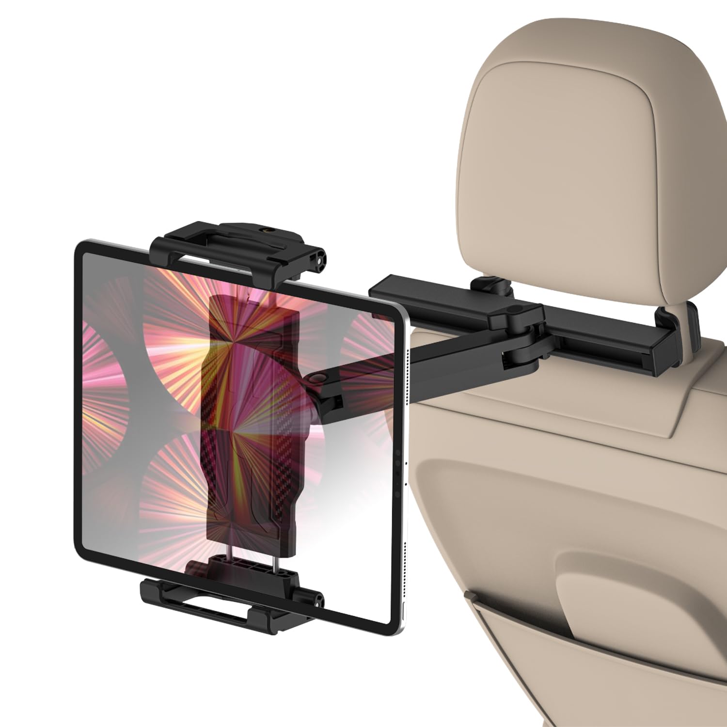 Photo 1 of FreeSave Headrest Tablet Holder for Car with Foldable Adjustable Arm, Long Trip Back Seat Car Tablet Mount Stand for iPad Pro/Air/Mini, Galaxy, 6.1-15.6" Devices and Thickness Cases [Up to 1.18"]