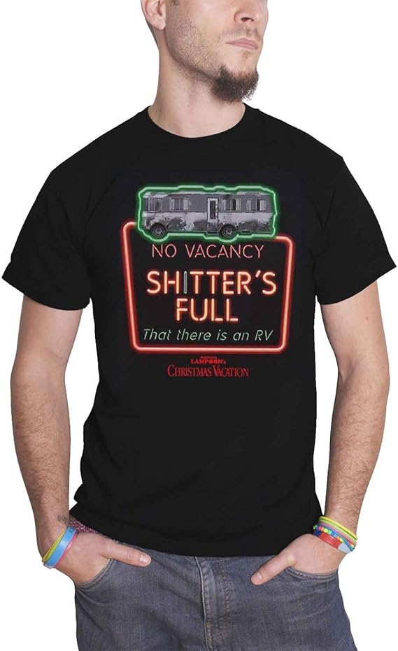 National Lampoons Christmas Vacation T Shirt Shitters Full Official Mens Black Clothing
