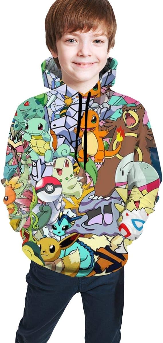 Amazon Marcus Roberta ポケモン ピカチュウ ファッション パーカー 3d プリント カジュアル 長袖 スウェットシャツ キッズ ボーイズ ガールズ トレーナー パーカー 通販