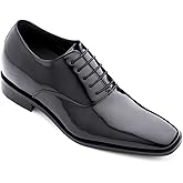 TOTO Men's Invisible Height Increasing Elevator Shoes - Black Patent Leather Lace-up Formal Oxfords - 3 Inches Taller - H6532B - Size 10 D(M) US