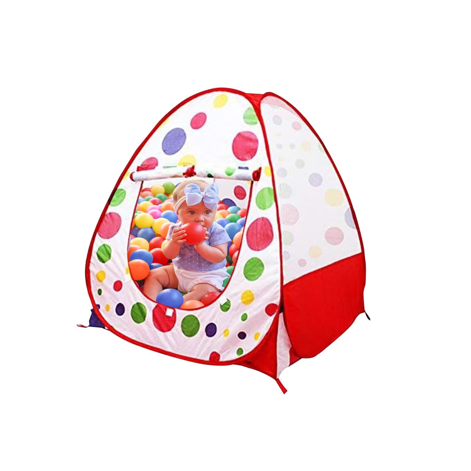ADEPTNA Children Kids Pop UP Spotty Play Tent Fairy Girls Boys Playhouse - Indoor Outdoor Garden House – Easy to Assemble and Dismantle (RED)