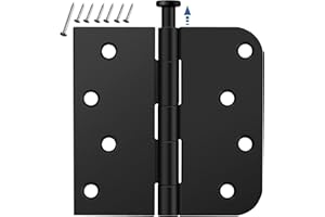 IOQ 3 Pack Matte Black Door Hinges 4 Inch, Exterior Door Hinges with 5/8" Radius & Square Corners, Removable Pin, Perfect for Heavy-Duty Front & Back Door, Anti-Rust & No Squeaks