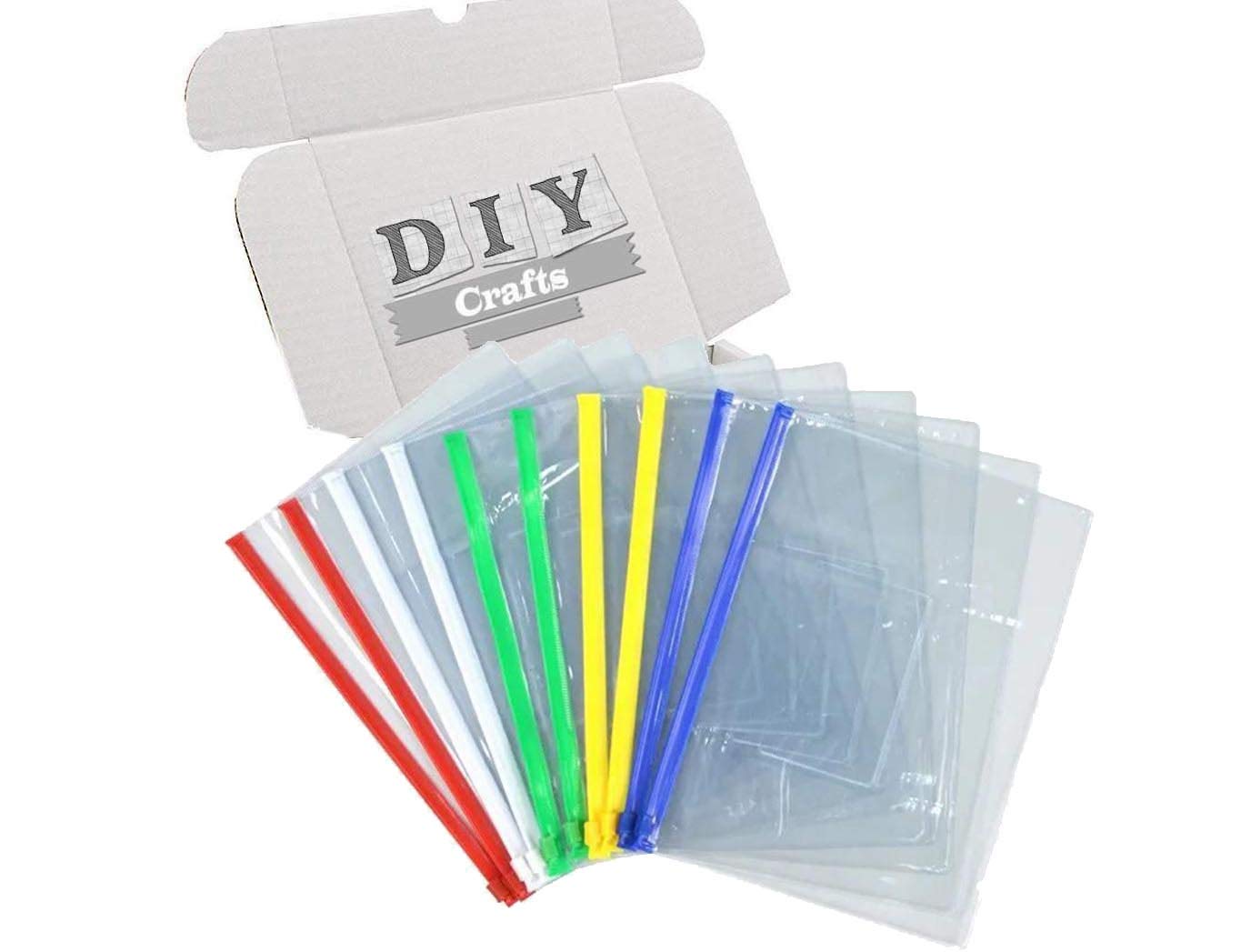 DIY Crafts 6 Pack Poly Zipper Envelopes, Letter Size Clear Plastic Bags