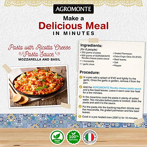 Agromonte Authentic Italian Cherry Tomato Pasta Sauce (Ricotta Cheese)- Taste of Italy Gourmet Foodie and Chef Gift - Certified Kosher, Gluten-Free, All Natural 9.17oz (2 pack)