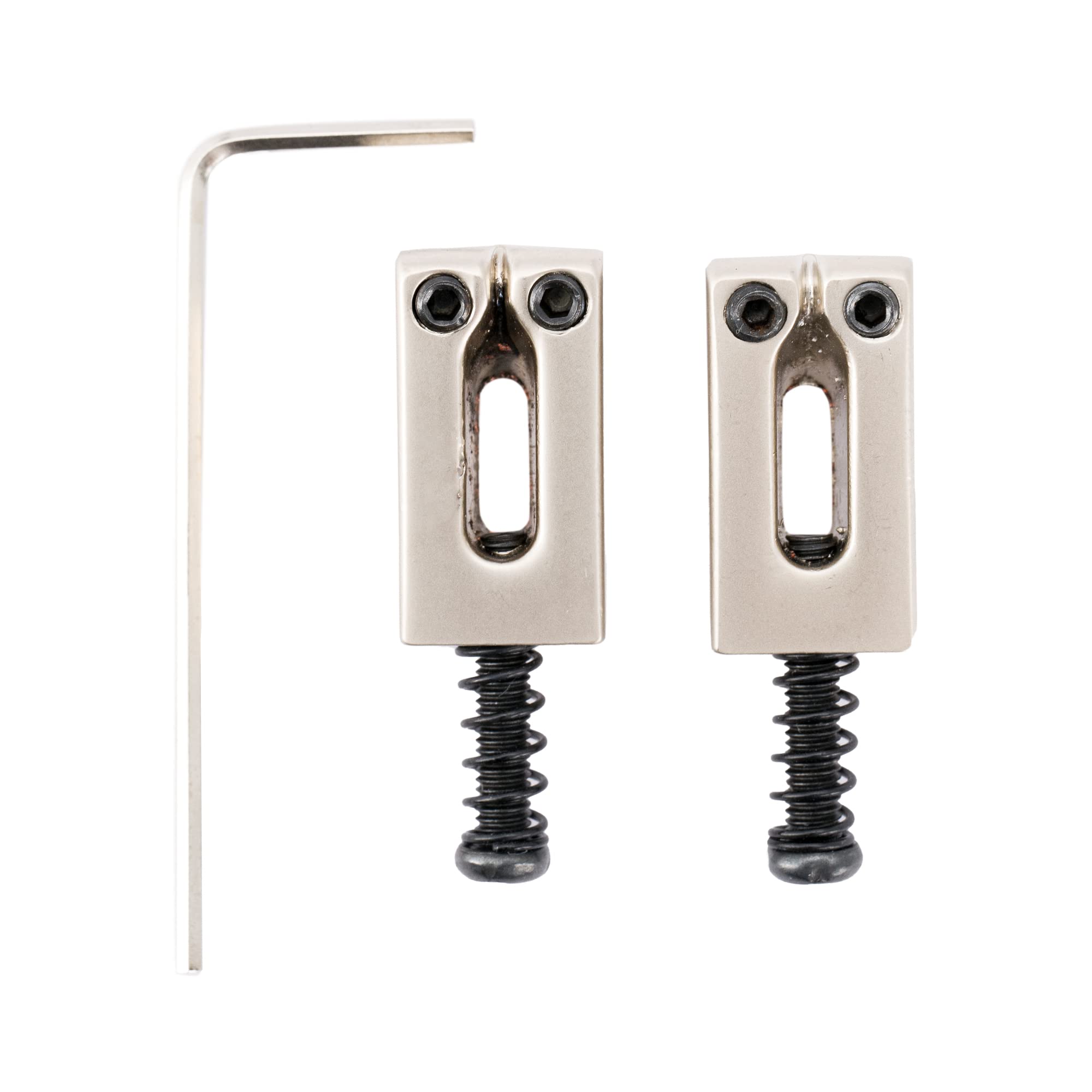 Musiclily Pro 10.5mm Modern Style Saddles for Strat Style Electric Guitar Wilkinson M Series Bridge, Nickel (Set of 2)