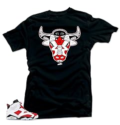 Jordan Retro 6 Carmine Match Tees - Bull 6 Black