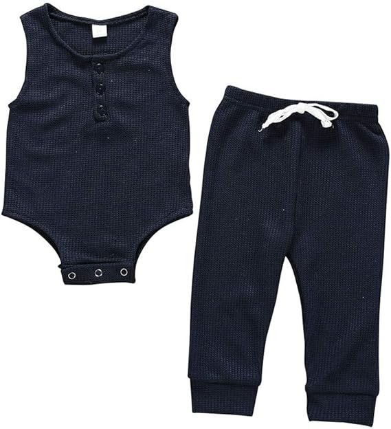 Amazon Co Jp 洋子ちゃん ベビー服 赤ちゃん 女の子 男の子 夏服 コットンとリネン ソリッドカラー ノースリーブ タンクトップス ロングパンツ ２点セット70 80 90 100 0ヶ月 2歳 服 ファッション小物