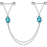 WOSEXYMEN Jewelry With Chains 14G Barbells Nipple Chains Body Piercing Crystal 316L Surgical Stainless Steel Rings