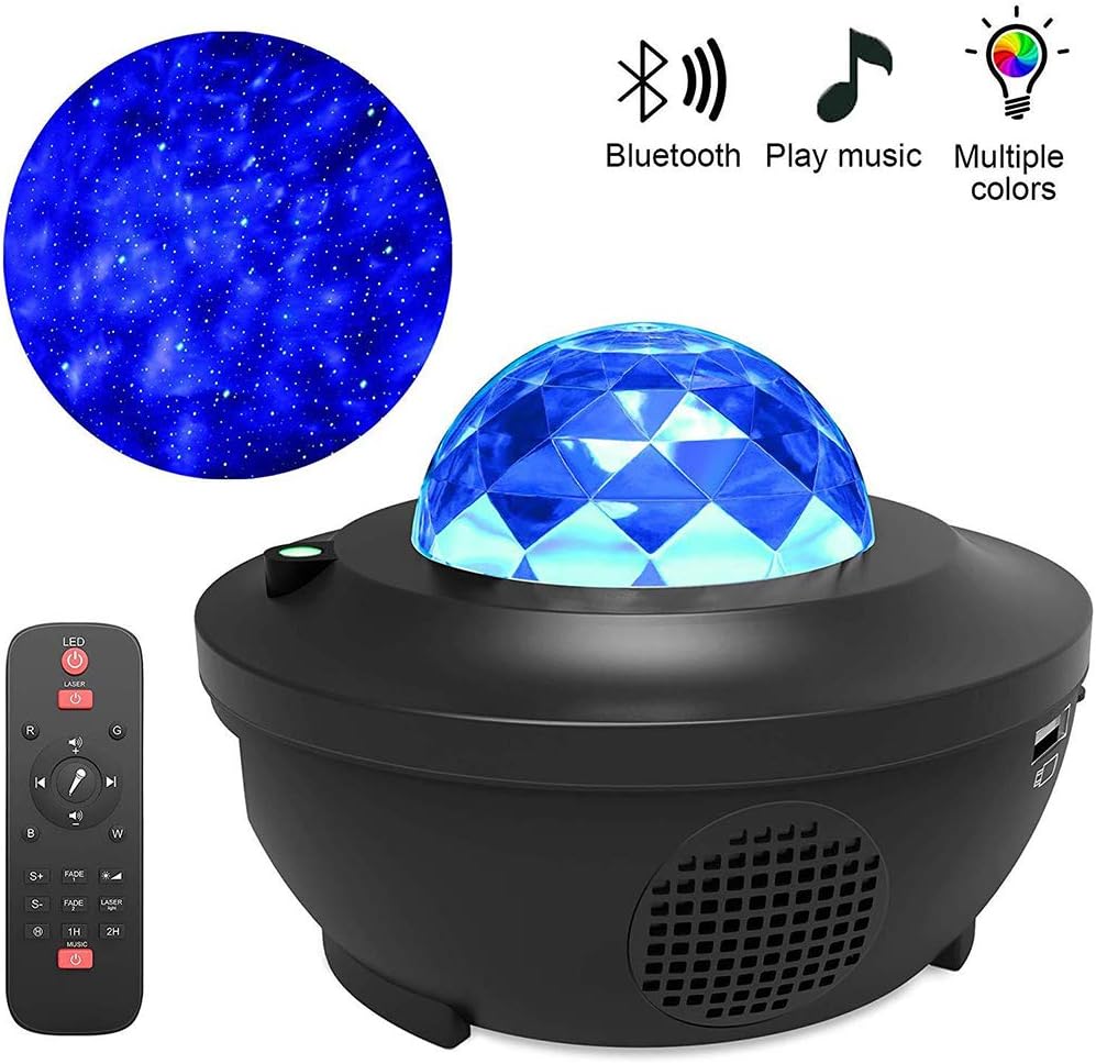 Ocean Wave LED Night lamp, 2 in 1 Star Projector Lights and Music Speaker, for Home Room Dance Parties Birthday DJ Karaoke Xmas Wedding Show Club
