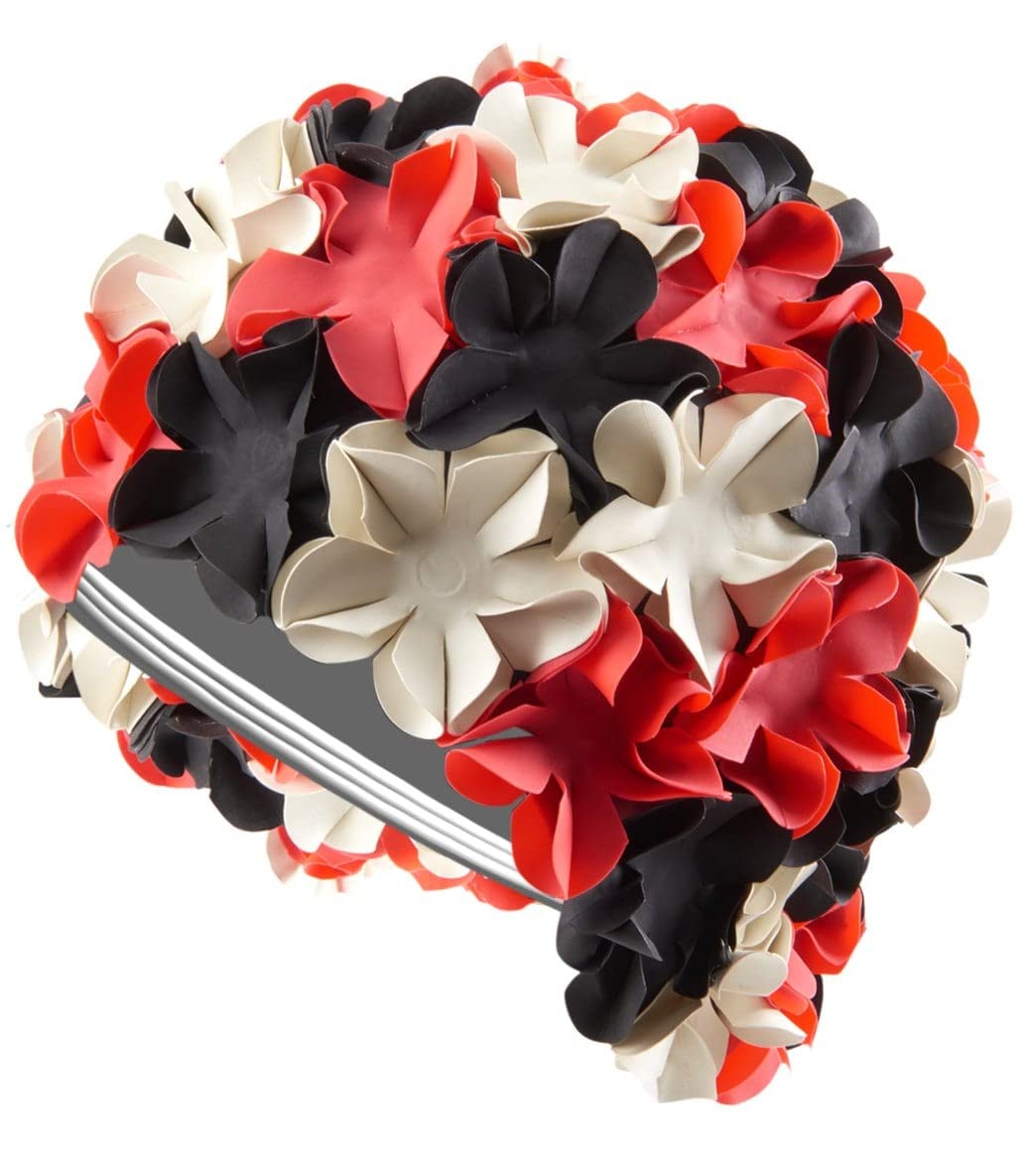 Photo 1 of Sporti Flower Swim Cap (Black/White/Red)