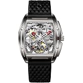 CIGA Design Skeleton Watch Z Series Titanium Automatic Mechanical Wristwatch Sapphire Tonneau Analog Men's Watches 3ATM Waterproof with Removable Silicone Strap Unisex Steampunk Gift