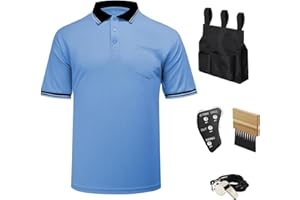REDGINO 5 Pcs Baseball Softball Umpire Gear Kit Including Umpire Shirt Indicator Brush Ball Bag whistle for Men Referee