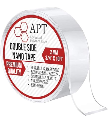 LUEXBOX Double-Sided Mounting Tape – Heavy Duty, Waterproof Nano Tape, 20 Clear Pads, Removable & Washable, 2.6″x1.4″