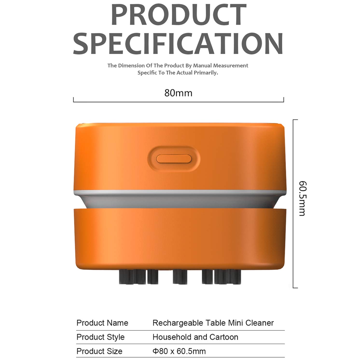 ODISTAR Desktop Vacuum Cleaner,Mini Table dust Sweeper Energy Saving with auto Power-Off Function,High Endurance up to 400 mins,Cordless&360º Rotatable Design for Keyboard/Office(Orange Charging)