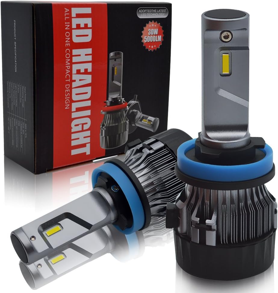 BeiLan H11 LED Headlight Bulbs,60W 10000LM Cool White Conversion Kit,H8 H9 Super Bright Xenon Car Headlight Bulbs,Auto Halogen Replacement Lamps-2 Pack
