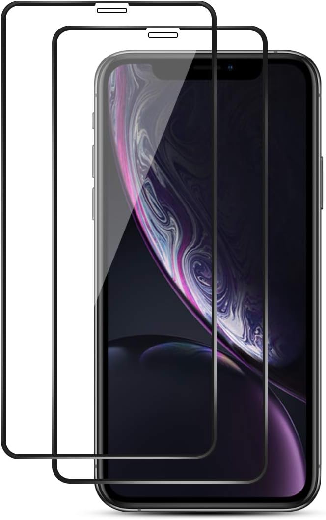 Ispider Screen Protector Tempered Glass for iPhone XR/iPhone 11, [2-Pack] (Edge to Edge Coverage Full Protection), 3D Premium Protect Film, High Clear, Anti-Fingerprint, Anti-Scratch, Bubble-Free