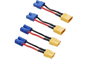 Laisomeke XT60 to EC3 Male Female Adapter Connector with 5CM 16AWG Cable for RC FPV Drone Car Lipo NiMH Battery Charger ESC (4 Pack)¡­