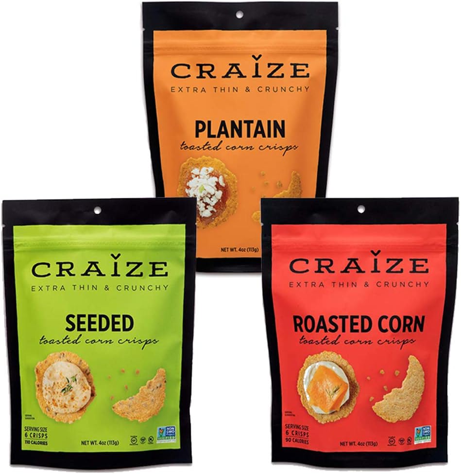 Craize Extra Thin & Crunchy Toasted Corn Crisps Savory Variety Pack