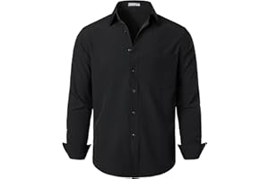 ZEROYAA Men's Regular Fit Dress Shirt Solid Wrinkle-Free Long Sleeve Casual Business Button Up Shirts with Pocket
